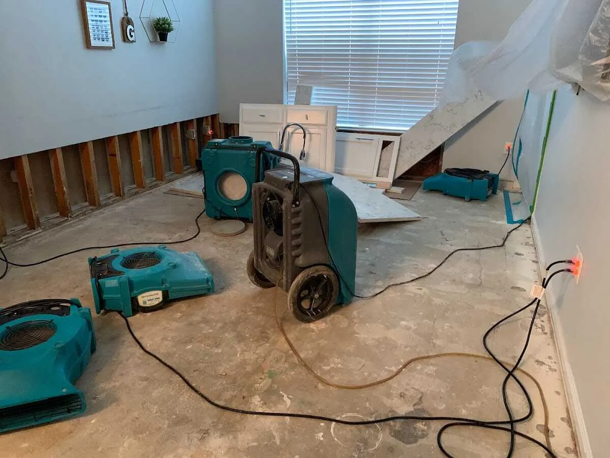 Dehumidifier in flood-cut room for Water Damage Restoration in Beaver Dam